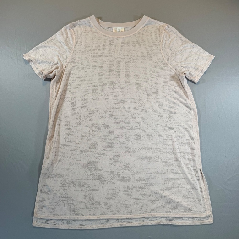 Lululemon Pink Pattern Short Sleeve Athletic Tee Shirt 10‎ Relaxed Loose